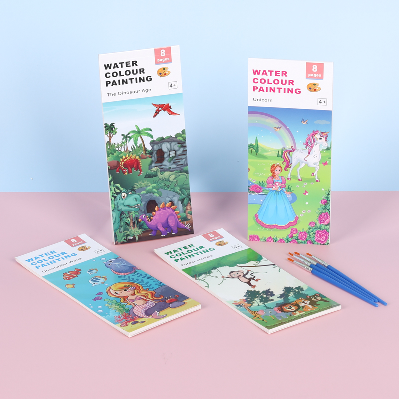 كتاب رسم تلوين مائي سحري مع فرشاة